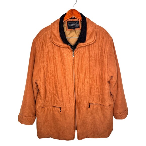 VTG Forecaster of Boston Quilted Barn Jacket Coat Men's Large Brown Faux Suede - Picture 1 of 15
